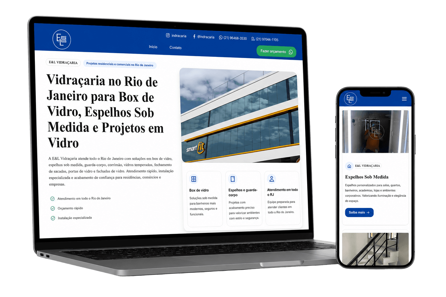 Mockup do projeto E & L Vidraçaria