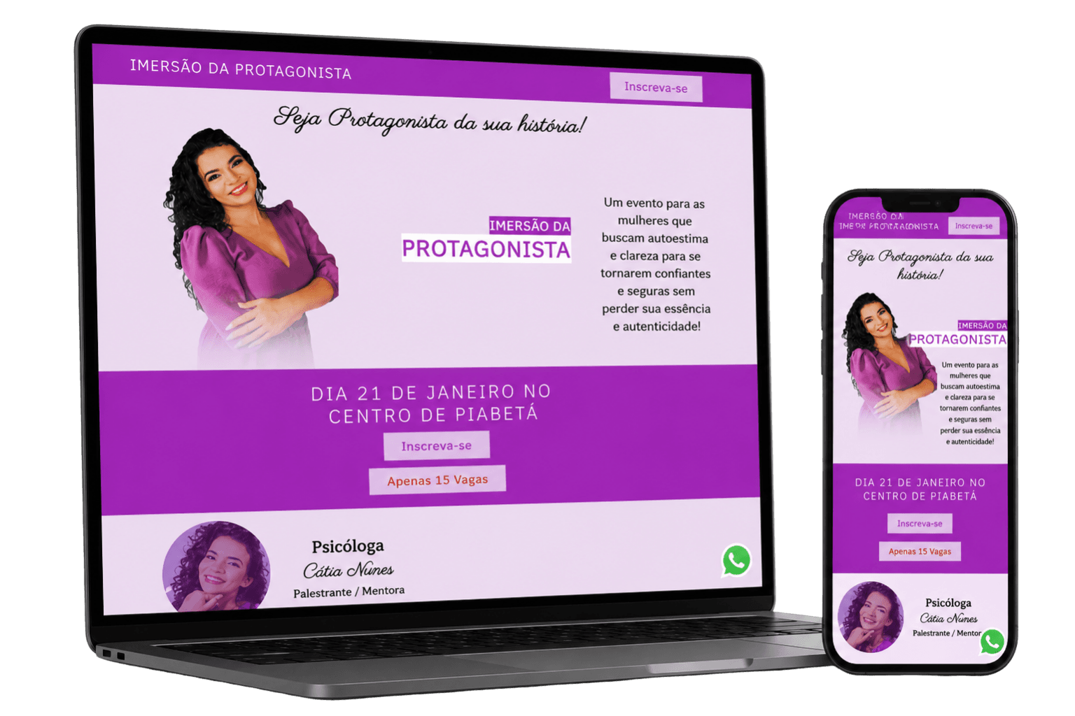 Mockup do projeto Jornada da Protagonista