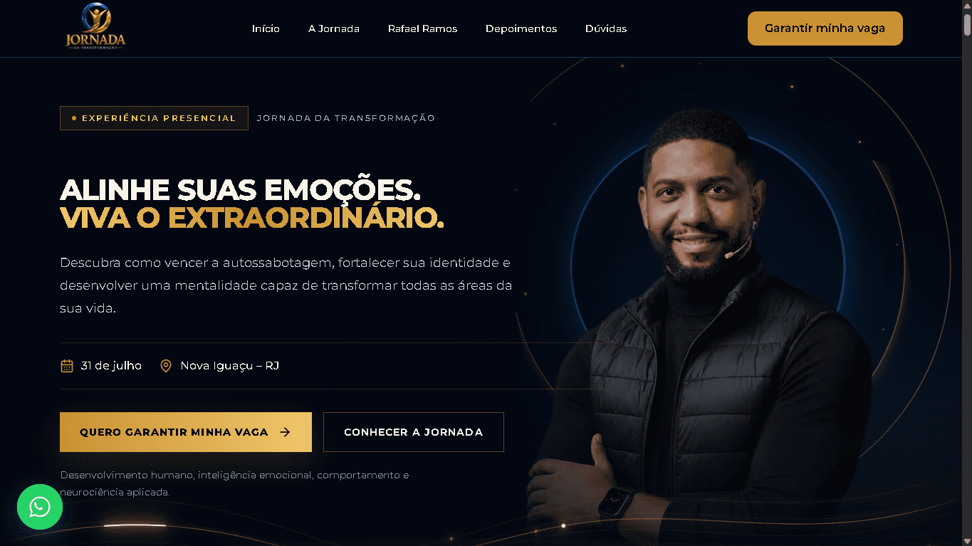 Versão desktop do projeto Jornada da Transformação