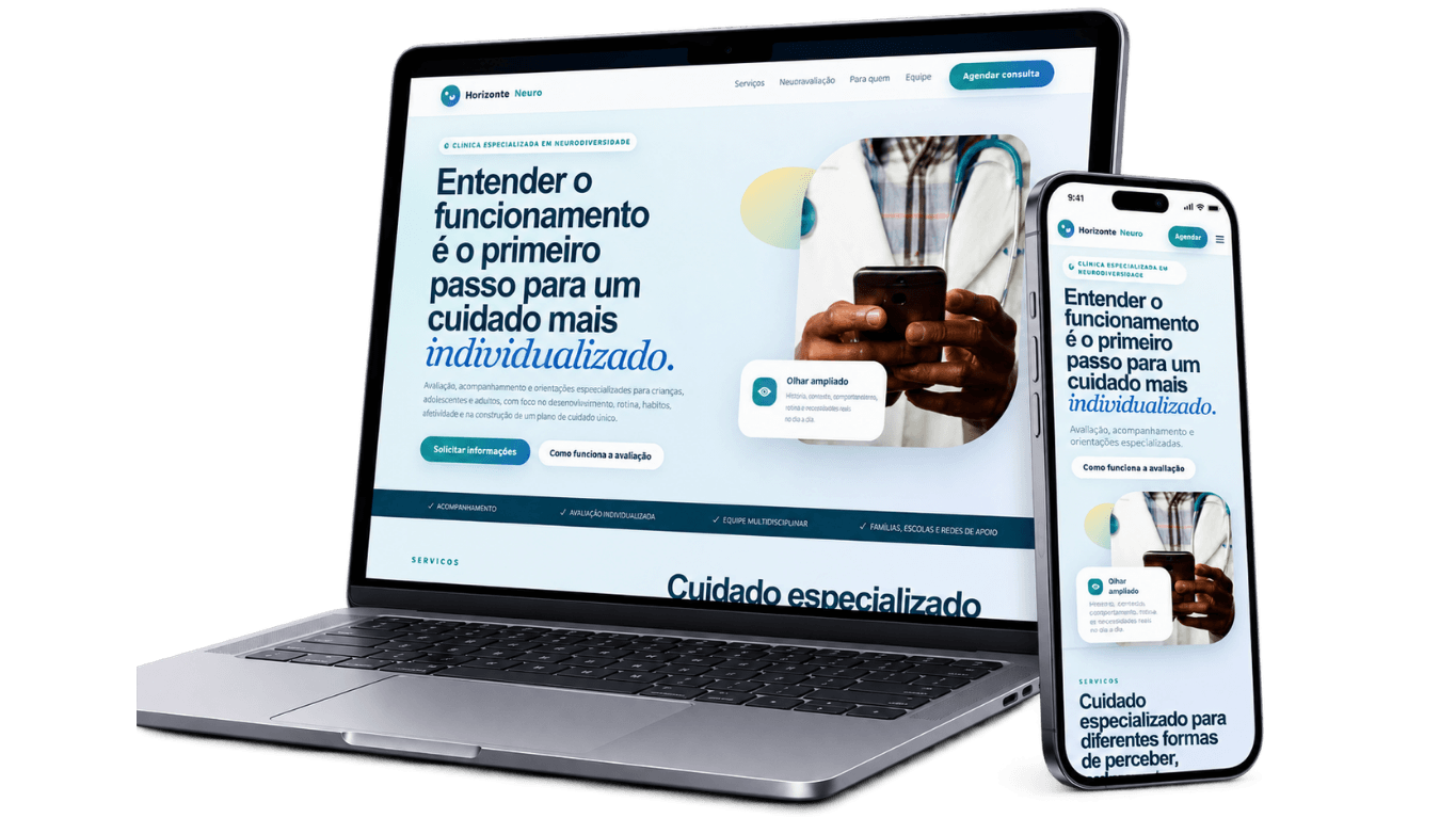 Mockup do projeto Modelo Clínica Neuro — Especializada
