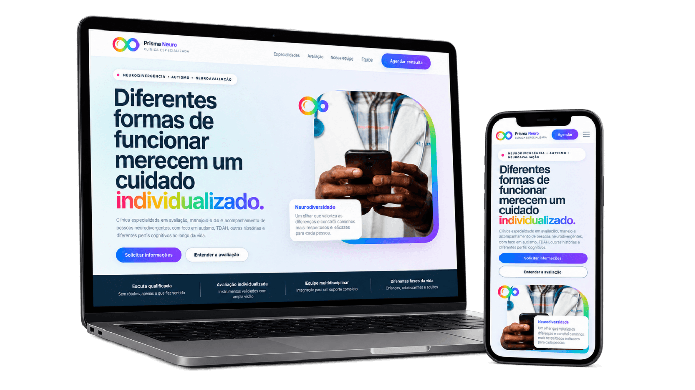 Mockup do projeto Modelo Clínica Prisma Neuro