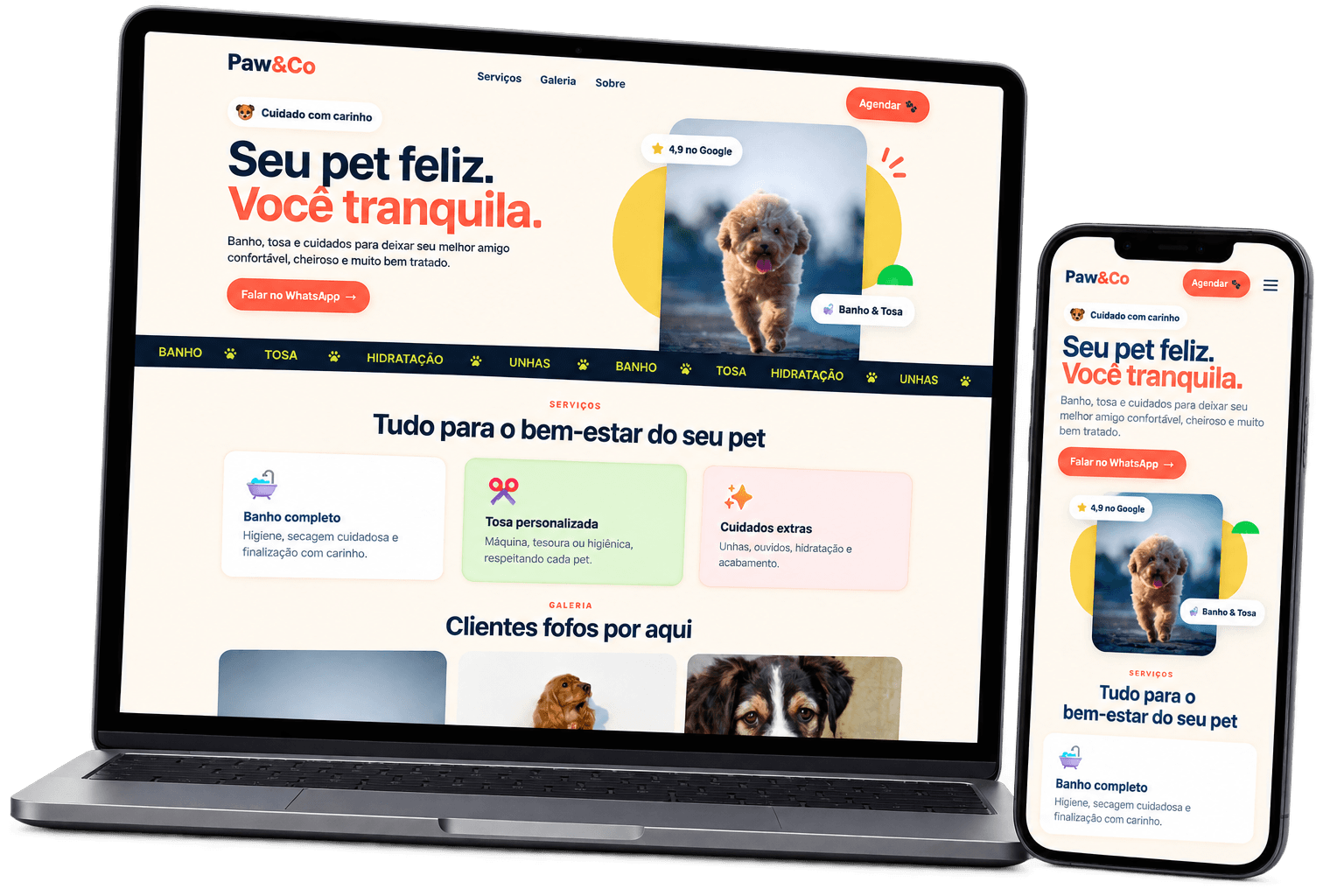 Mockup do projeto Modelo Pet Shop Playful
