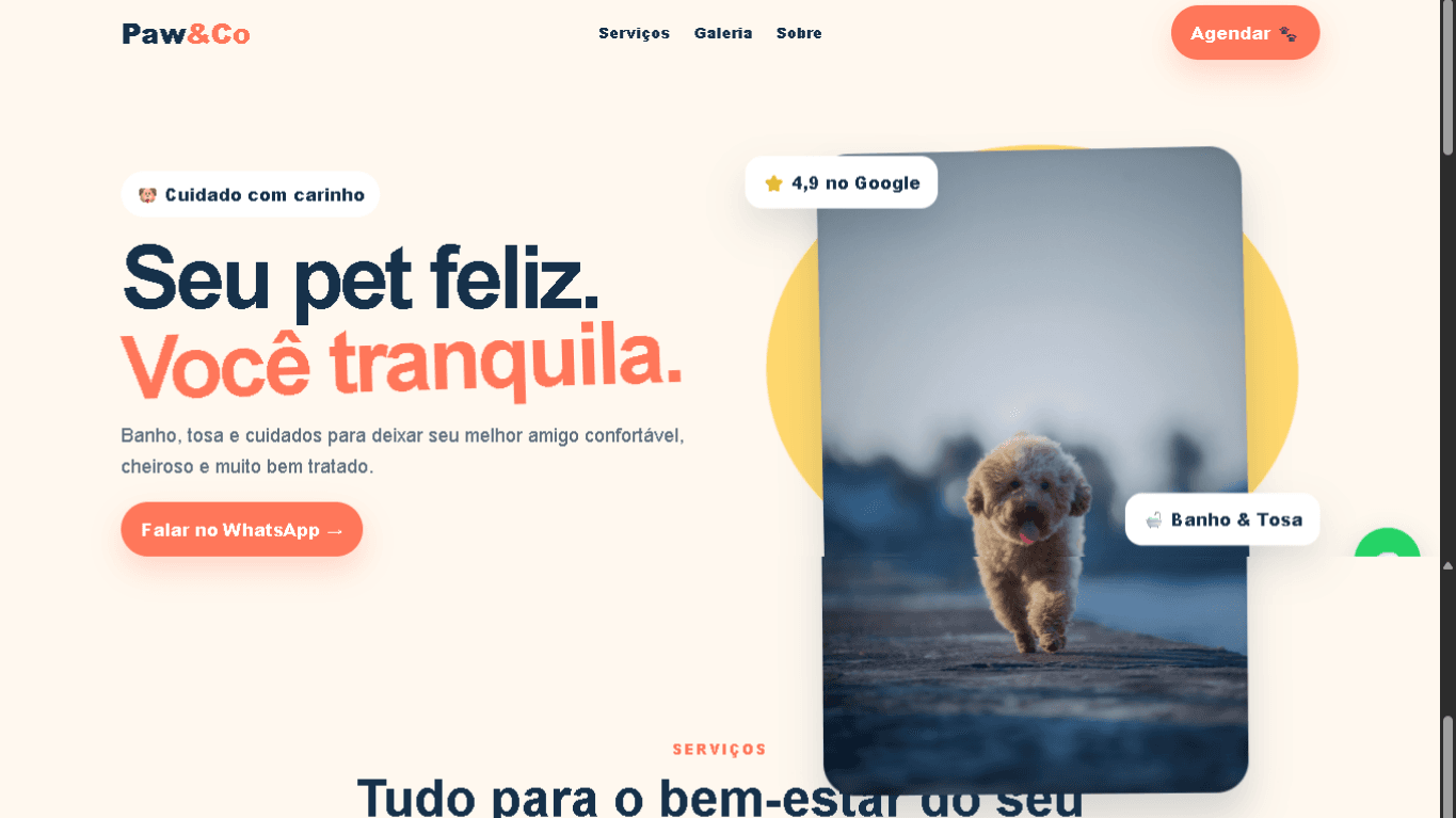 Versão desktop do projeto Modelo Pet Shop Playful