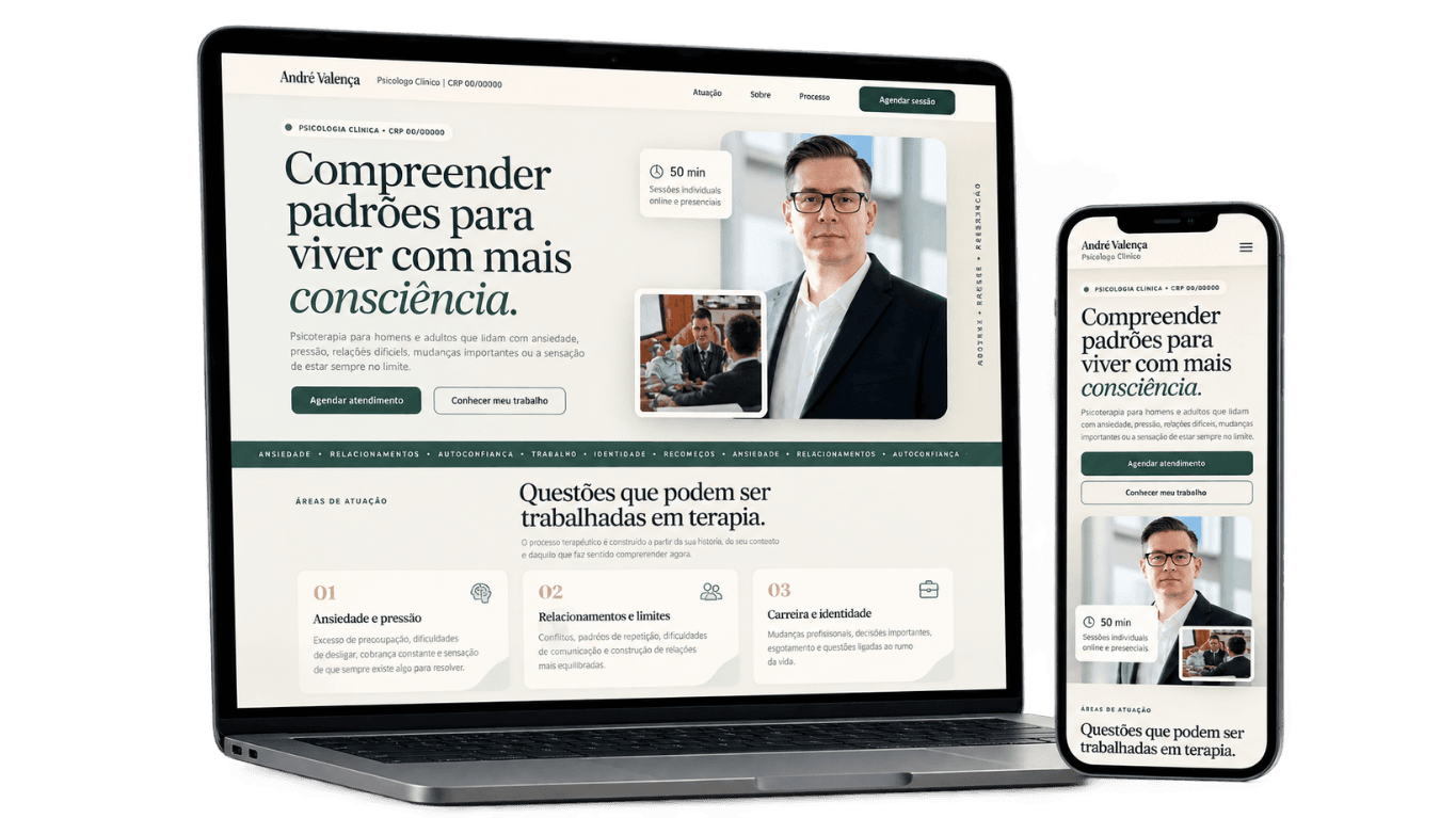 Mockup do projeto Modelo Psicólogo — Sóbrio